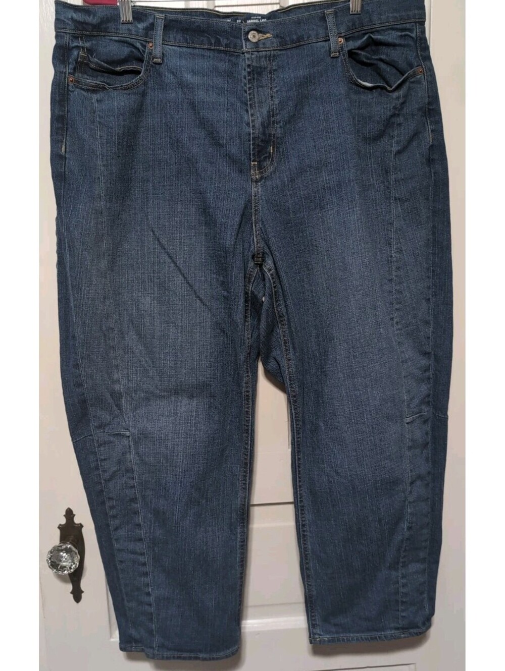 Old Navy High Rise Barrel Leg Blue Jeans Balloon Woman's 20 Stylish(1549)D